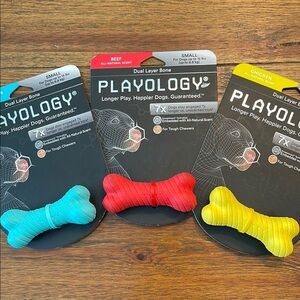 Playology Scented Dog Toys | Beef / Chicken / Peanut Butter | Small Dog Bone